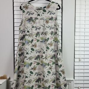 Anthropologie Yuvita 100% linen Floral Sleeveless Dress. Size L